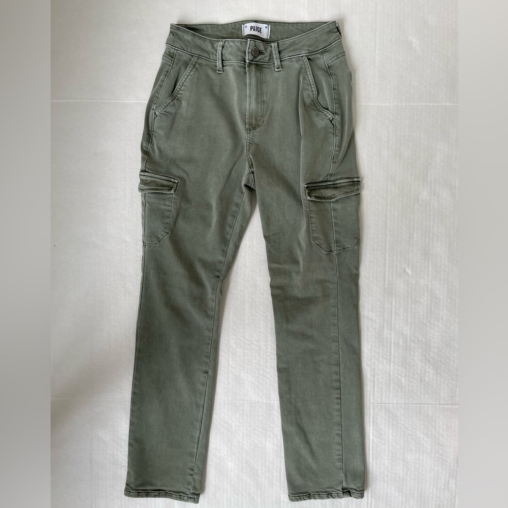Paige Denim Skinny Cargo Pants Jeans Green 26 Utility Y2K Normcore 2000s Pockets